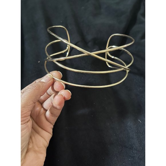 Chunky gold necklace cuff choker big statement oversized large metal statement - Picture 2 of 7